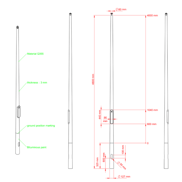 Lichtmast 4 meter - Afbeelding 2